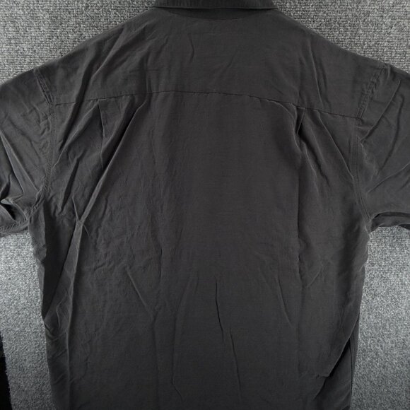 Quiksilver Polynosic Floral Stripe Short Sleeve Comfort Large Gray Shirt Soft - Picture 12 of 12